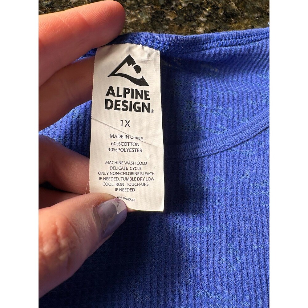 Alpine Design Womens Waffle Knit Thermal Top Blue Long Sleeve Size XL - Picture 7 of 7